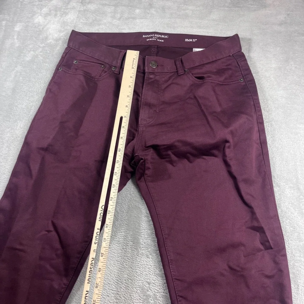 Banana Republic Travel Jean Mens 32x34 Slim Fit Burgundy Plum Stretch Pants